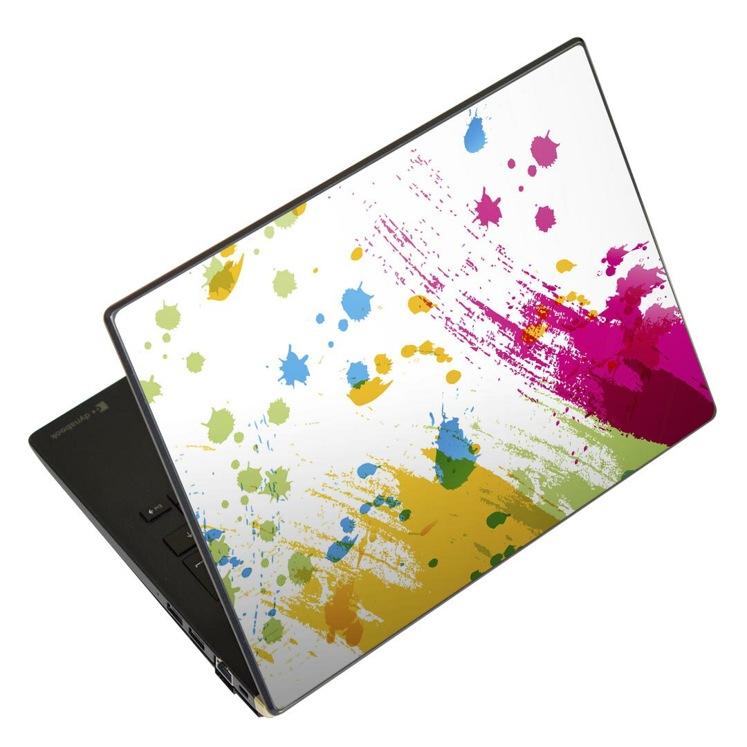 ノートパソコン スキンシール 13.3インチまで対応 汎用ステッカー 2枚セット LAVIE用 FMV用 LIFEBOOK用 Dynabook用 Lenovo用 Thinkbook用 IdeaPad用 HP用 Pavillon用 ENVY用 Elite用 Dell用 Vostro用 Inspiron用 VAIO用 001604 ペイント　カラフル(2.0)