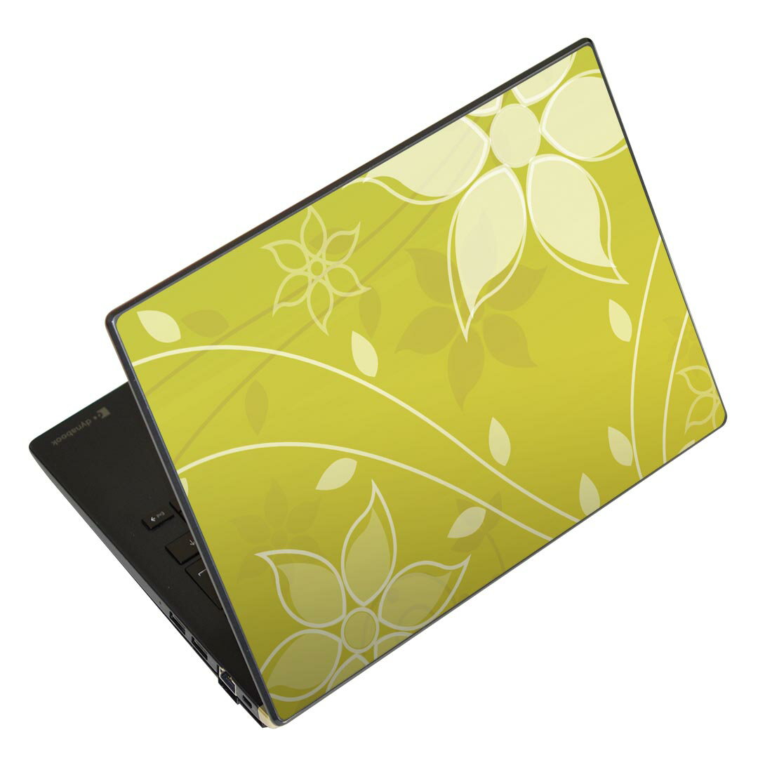 ノートパソコン スキンシール 17インチまで対応 汎用ステッカー 2枚セット LAVIE用 FMV用 LIFEBOOK用 Dynabook用 Lenovo用 Thinkbook用 IdeaPad用 HP用 Pavillon用 ENVY用 Elite用 Dell用 Vostro用 Inspiron用 VAIO用 001870 花　　緑