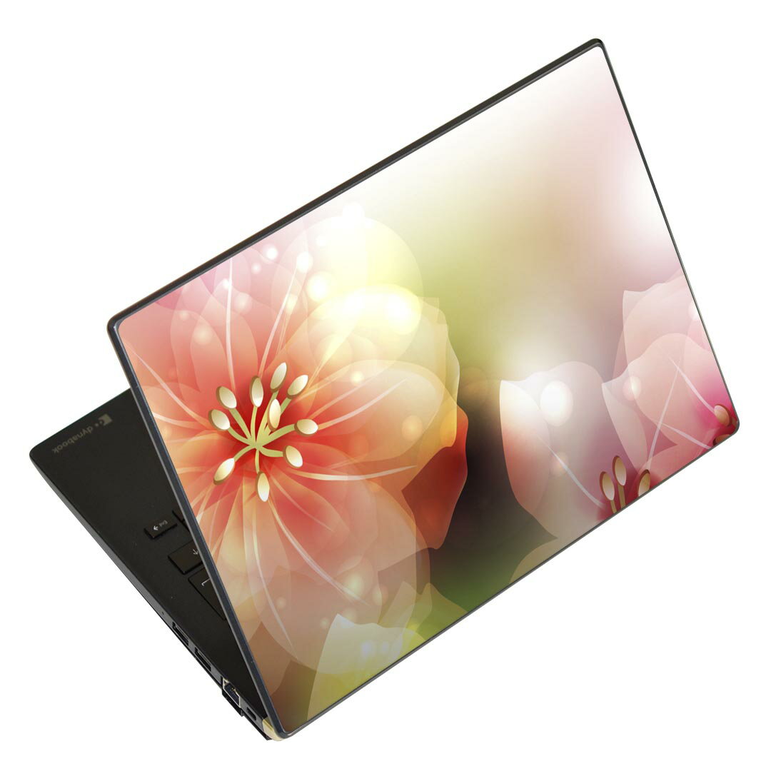 ノートパソコン スキンシール 17インチまで対応 汎用ステッカー 2枚セット LAVIE用 FMV用 LIFEBOOK用 Dynabook用 Lenovo用 Thinkbook用 IdeaPad用 HP用 Pavillon用 ENVY用 Elite用 Dell用 Vostro用 Inspiron用 VAIO用 001990 花　　カラフル