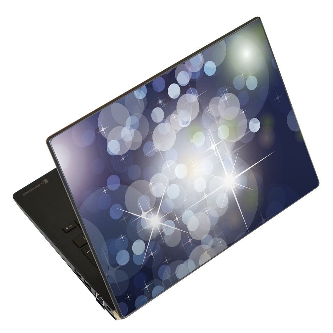 ノートパソコン スキンシール 17インチまで対応 汎用ステッカー 2枚セット LAVIE用 FMV用 LIFEBOOK用 Dynabook用 Lenovo用 Thinkbook用 IdeaPad用 HP用 Pavillon用 ENVY用 Elite用 Dell用 Vostro用 Inspiron用 VAIO用 002216 青 キラキラ 模様