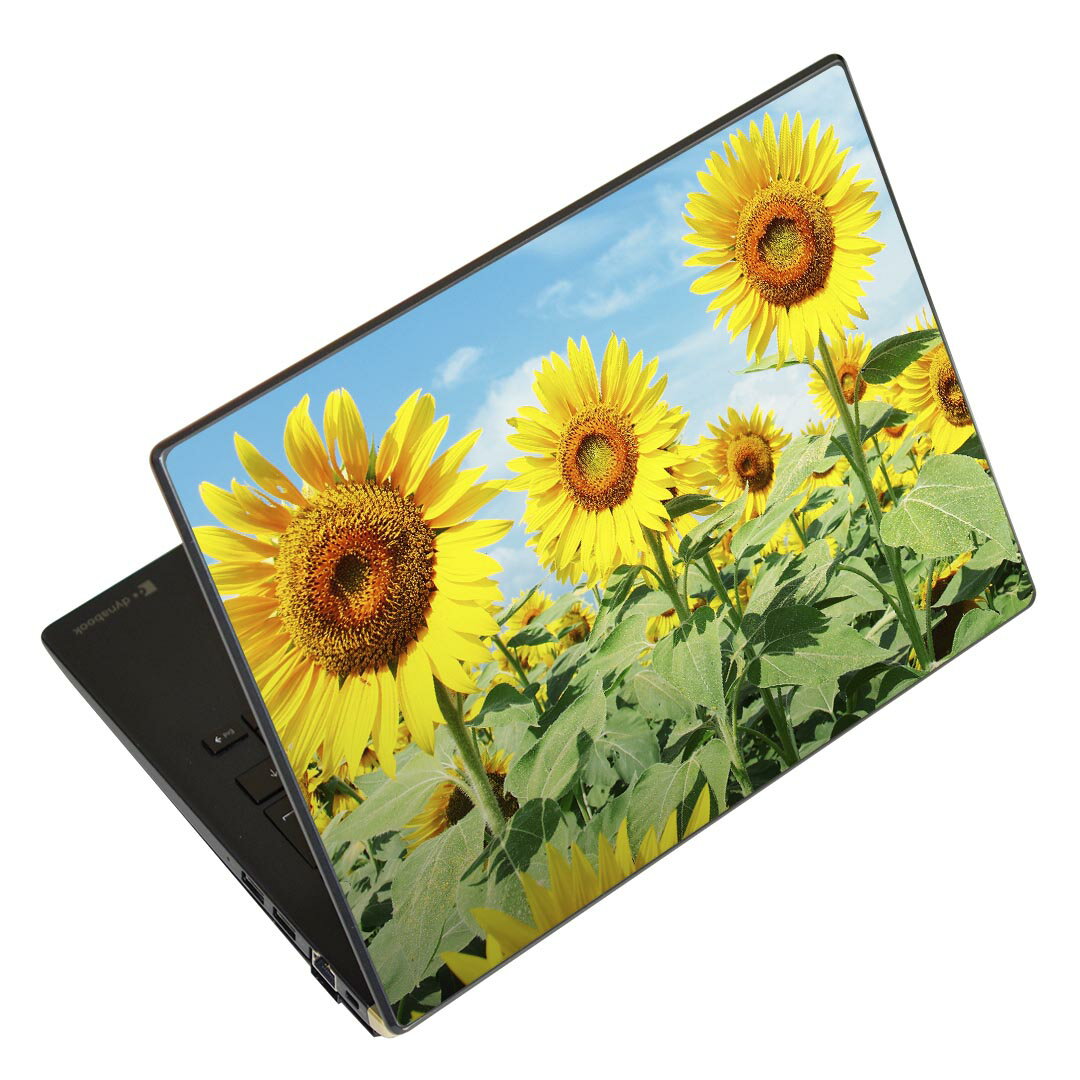 ノートパソコン スキンシール 17インチまで対応 汎用ステッカー 2枚セット LAVIE用 FMV用 LIFEBOOK用 Dynabook用 Lenovo用 Thinkbook用 IdeaPad用 HP用 Pavillon用 ENVY用 Elite用 Dell用 Vostro用 Inspiron用 VAIO用 002501 花 ひまわり 写真