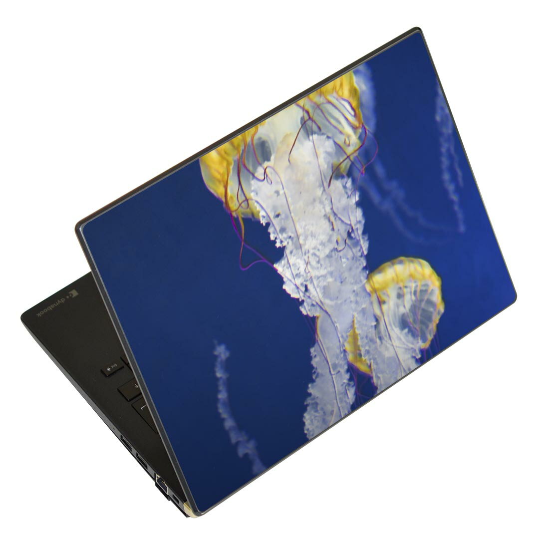ノートパソコン スキンシール 13.3インチまで対応 汎用ステッカー 2枚セット LAVIE用 FMV用 LIFEBOOK用 Dynabook用 Lenovo用 Thinkbook用 IdeaPad用 HP用 Pavillon用 ENVY用 Elite用 Dell用 Vostro用 Inspiron用 VAIO用 003306 クール くらげ 海 写真