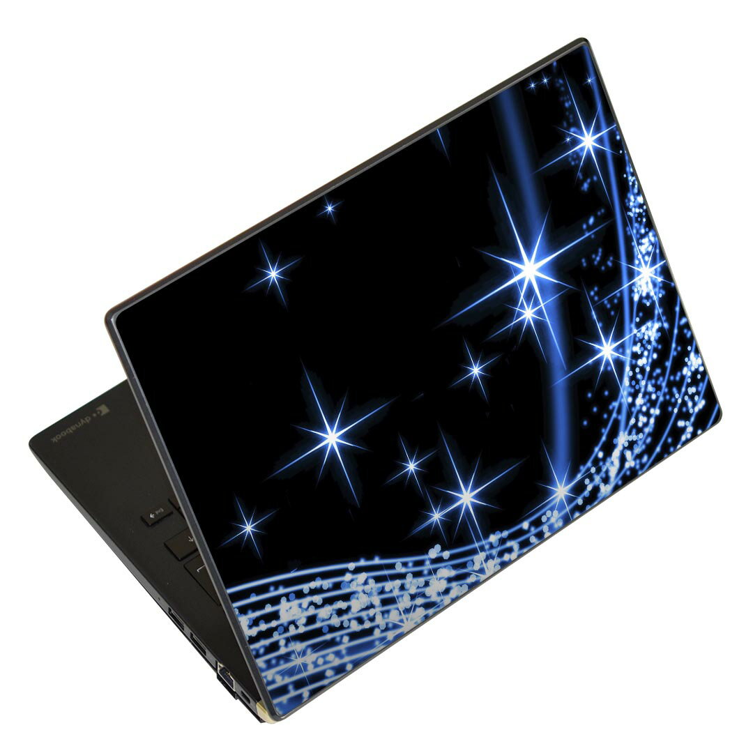 ノートパソコン スキンシール 13.3インチまで対応 汎用ステッカー 2枚セット LAVIE用 FMV用 LIFEBOOK用 Dynabook用 Lenovo用 Thinkbook用 IdeaPad用 HP用 Pavillon用 ENVY用 Elite用 Dell用 Vostro用 Inspiron用 VAIO用 003399 シンプル　青　キラキラ