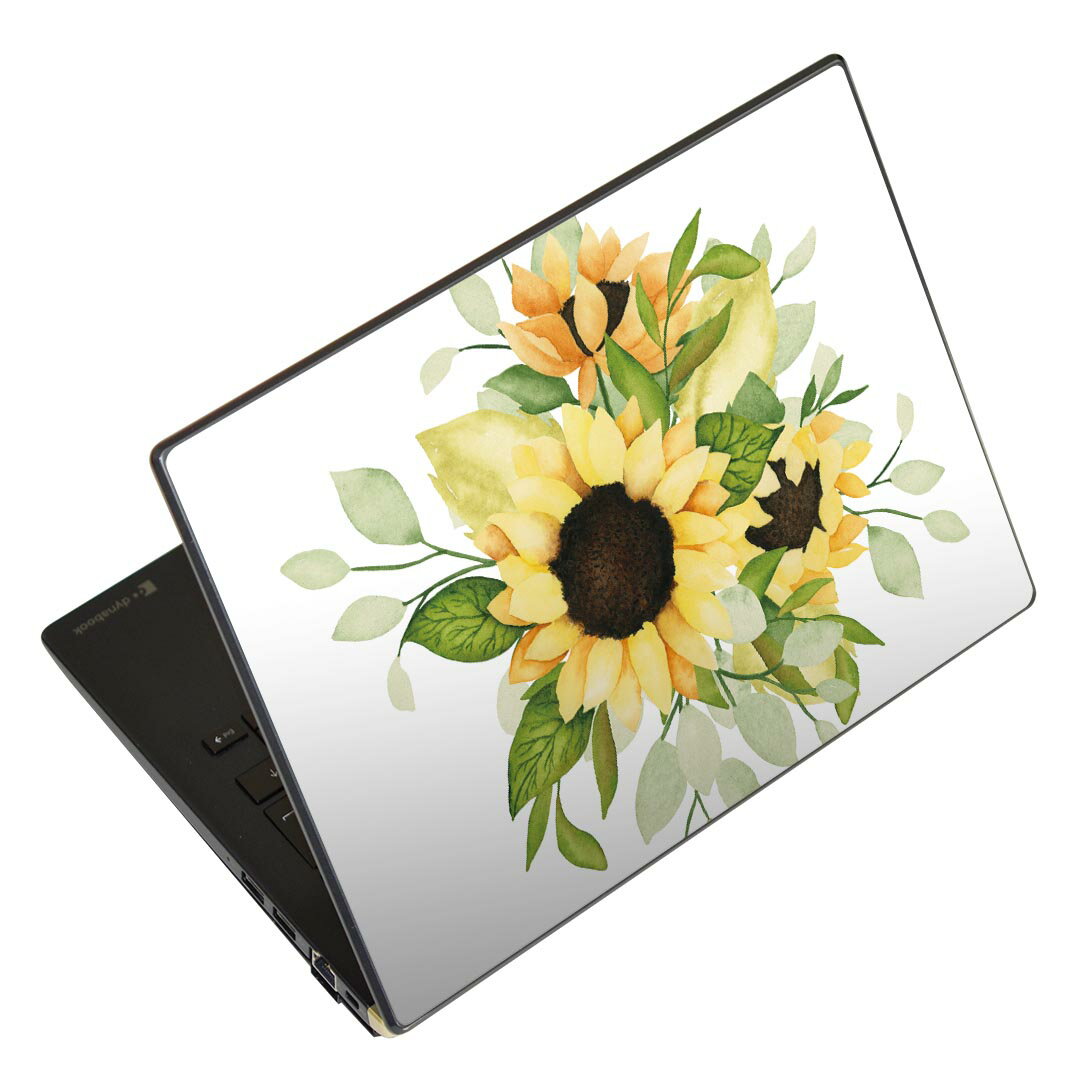 ノートパソコン スキンシール 17インチまで対応 汎用ステッカー 2枚セット LAVIE用 FMV用 LIFEBOOK用 Dynabook用 Lenovo用 Thinkbook用 IdeaPad用 HP用 Pavillon用 ENVY用 Elite用 Dell用 Vostro用 Inspiron用 VAIO用 020053 ひまわり ひまわり 向日葵 夏
