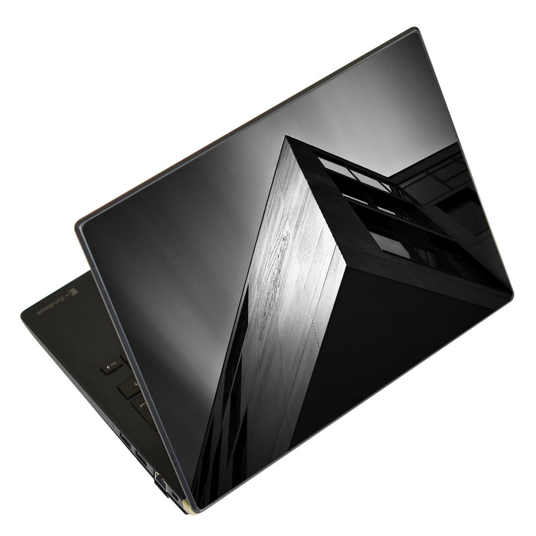 ノートパソコン スキンシール 17インチまで対応 汎用ステッカー 2枚セット LAVIE用 FMV用 LIFEBOOK用 Dynabook用 Lenovo用 Thinkbook用 IdeaPad用 HP用 Pavillon用 ENVY用 Elite用 Dell用 Vostro用 Inspiron用 VAIO用 023027 モノクロ　建築物(2.0)