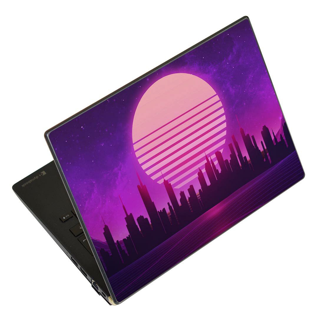 ノートパソコン スキンシール 17インチまで対応 汎用ステッカー 2枚セット LAVIE用 FMV用 LIFEBOOK用 Dynabook用 Lenovo用 Thinkbook用 IdeaPad用 HP用 Pavillon用 ENVY用 Elite用 Dell用 Vostro用 Inspiron用 VAIO用 023121 夜景　イラスト