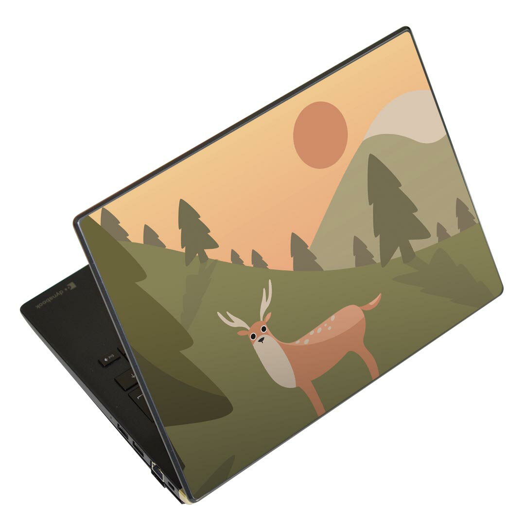 ノートパソコン スキンシール 13.3インチまで対応 汎用ステッカー 2枚セット LAVIE用 FMV用 LIFEBOOK用 Dynabook用 Lenovo用 Thinkbook用 IdeaPad用 HP用 Pavillon用 ENVY用 Elite用 Dell用 Vostro用 Inspiron用 VAIO用 023490 イラスト 動物 鹿