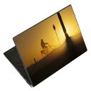 ノートパソコン スキンシール 17インチまで対応 汎用ステッカー 2枚セット LAVIE用 FMV用 LIFEBOOK用 Dynabook用 Lenovo用 Thinkbook用 IdeaPad用 HP用 Pavillon用 ENVY用 Elite用 Dell用 Vostro用 Inspiron用 VAIO用 023854 夕日 自転車
