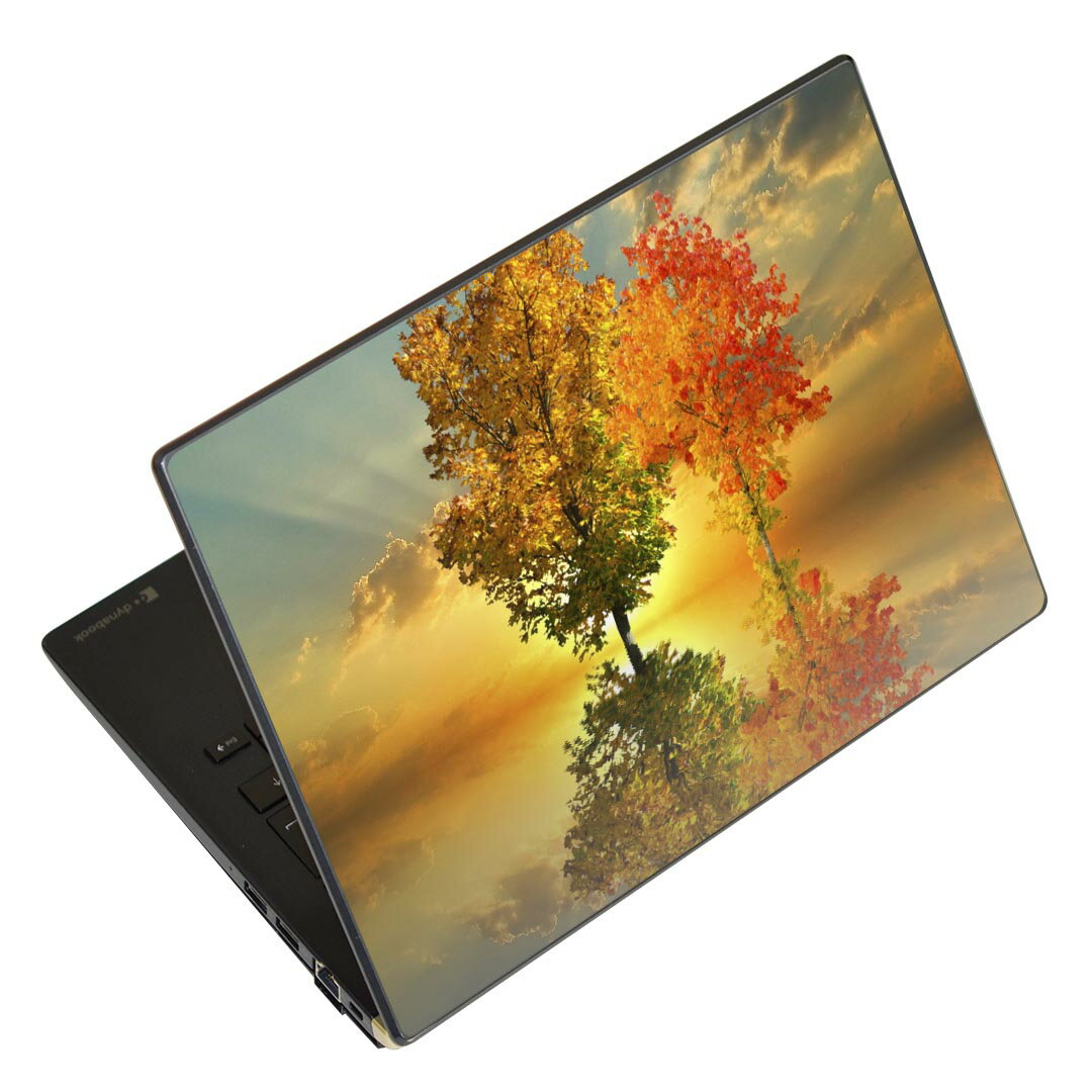 ノートパソコン スキンシール 13.3インチまで対応 汎用ステッカー 2枚セット LAVIE用 FMV用 LIFEBOOK用 Dynabook用 Lenovo用 Thinkbook用 IdeaPad用 HP用 Pavillon用 ENVY用 Elite用 Dell用 Vostro用 Inspiron用 VAIO用 025813 紅葉 木 空