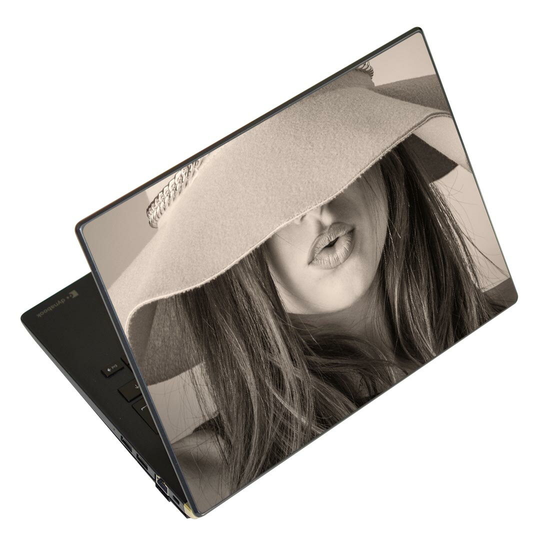 ノートパソコン スキンシール 13.3インチまで対応 汎用ステッカー 2枚セット LAVIE用 FMV用 LIFEBOOK用 Dynabook用 Lenovo用 Thinkbook用 IdeaPad用 HP用 Pavillon用 ENVY用 Elite用 Dell用 Vostro用 Inspiron用 VAIO用 025944 女性　ファッション　帽子