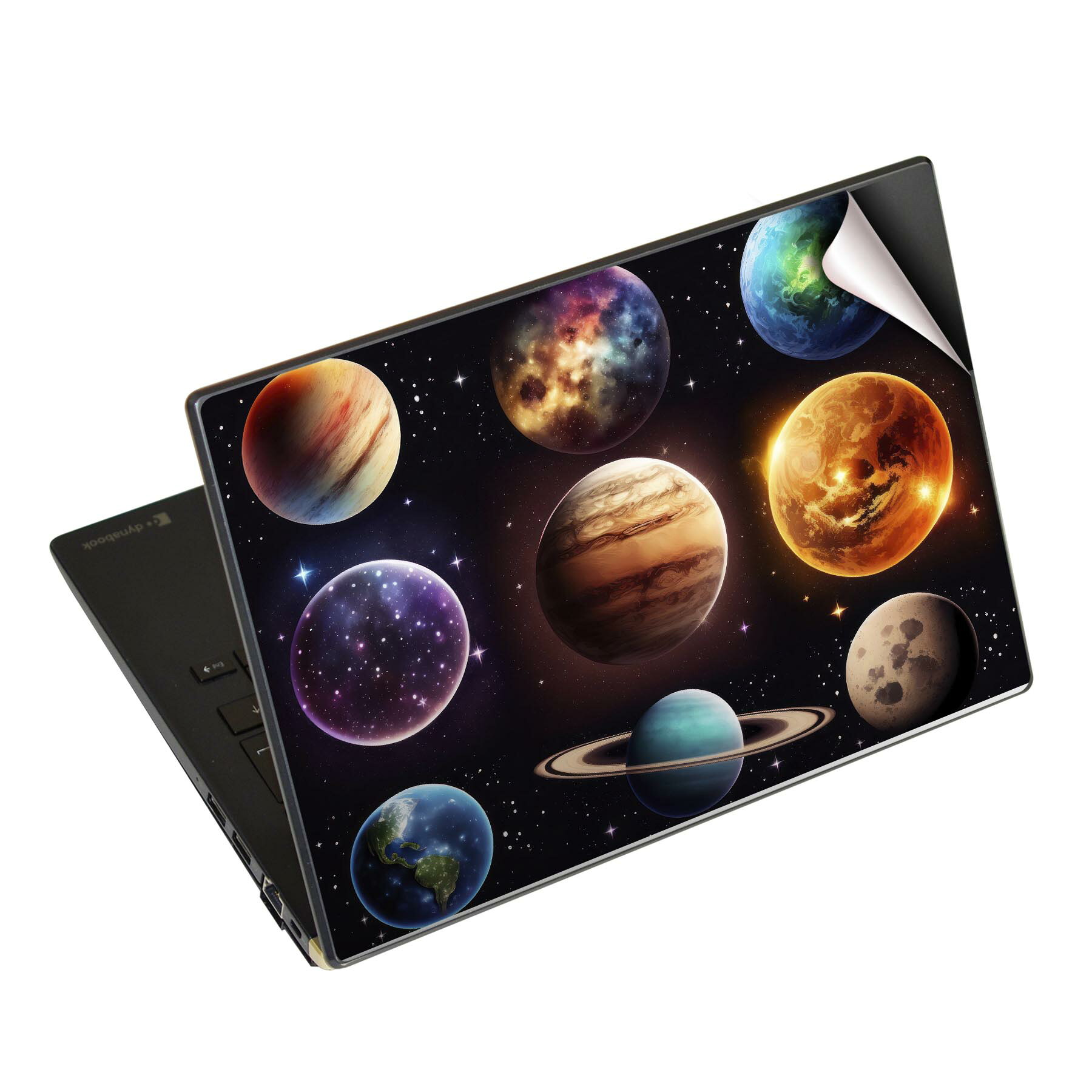 ノートパソコン スキンシール 13.3インチ 17インチまで対応 汎用ステッカー 2枚セット LAVIE用 FMV用 LIFEBOOK用 Dynabook用 Lenovo用 Thinkbook用 IdeaPad用 HP用 Pavillon用 ENVY用 Elite用 Dell用 Vostro用 Inspiron用 VAIO用 宇宙 惑星 銀河 地球 037253