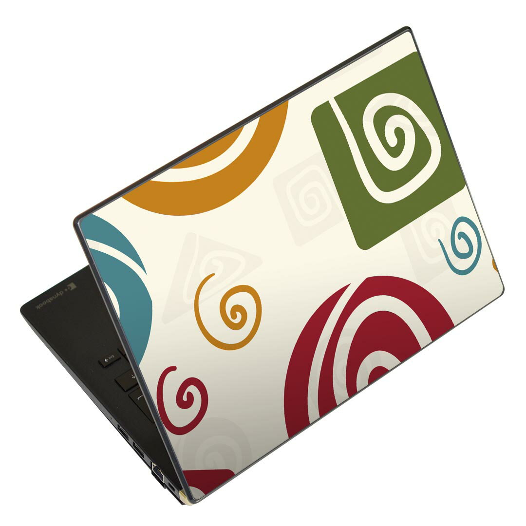 ノートパソコン スキンシール 17インチまで対応 汎用ステッカー 2枚セット LAVIE用 FMV用 LIFEBOOK用 Dynabook用 Lenovo用 Thinkbook用 IdeaPad用 HP用 Pavillon用 ENVY用 Elite用 Dell用 Vostro用 Inspiron用 VAIO用 004224 和風　和柄　うずまき