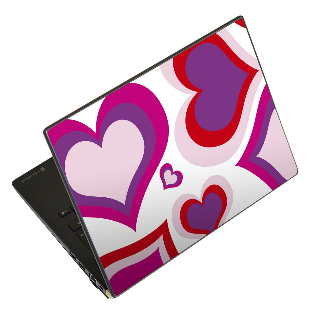 ノートパソコン スキンシール 17インチまで対応 汎用ステッカー 2枚セット LAVIE用 FMV用 LIFEBOOK用 Dynabook用 Lenovo用 Thinkbook用 IdeaPad用 HP用 Pavillon用 ENVY用 Elite用 Dell用 Vostro用 Inspiron用 VAIO用 004386 ハート 模様 ピンク