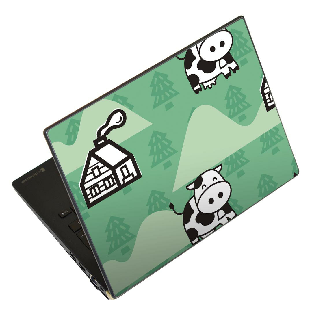 ノートパソコン スキンシール 17インチまで対応 汎用ステッカー 2枚セット LAVIE用 FMV用 LIFEBOOK用 Dynabook用 Lenovo用 Thinkbook用 IdeaPad用 HP用 Pavillon用 ENVY用 Elite用 Dell用 Vostro用 Inspiron用 VAIO用 004421 うし　動物　キャラクター