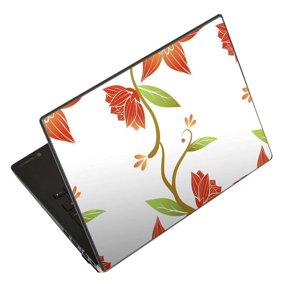 ノートパソコン スキンシール 13.3インチまで対応 汎用ステッカー 2枚セット LAVIE用 FMV用 LIFEBOOK用 Dynabook用 Lenovo用 Thinkbook用 IdeaPad用 HP用 Pavillon用 ENVY用 Elite用 Dell用 Vostro用 Inspiron用 VAIO用 004440 花　　赤