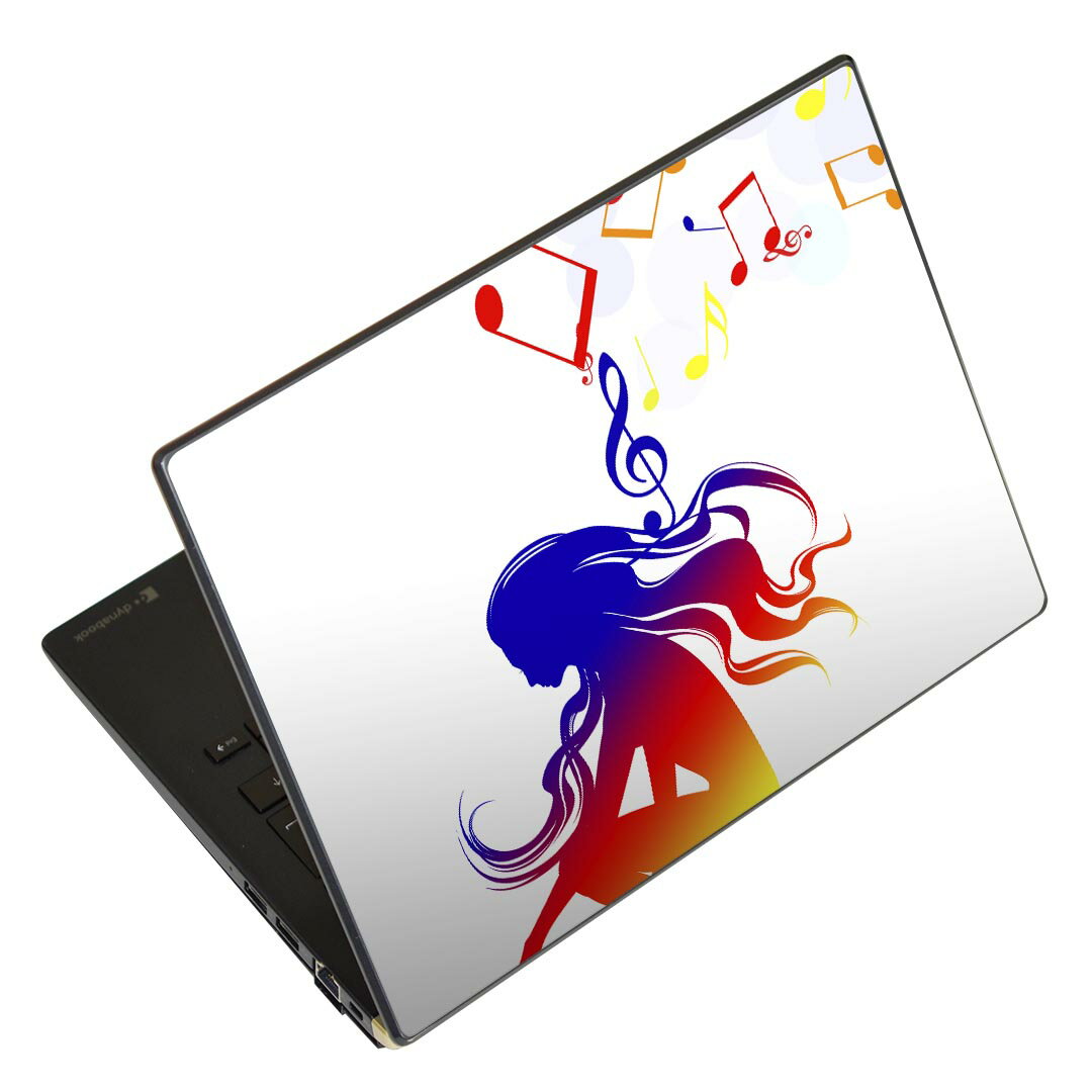 ノートパソコン スキンシール 13.3インチまで対応 汎用ステッカー 2枚セット LAVIE用 FMV用 LIFEBOOK用 Dynabook用 Lenovo用 Thinkbook用 IdeaPad用 HP用 Pavillon用 ENVY用 Elite用 Dell用 Vostro用 Inspiron用 VAIO用 004574 音楽 イラスト カラフル