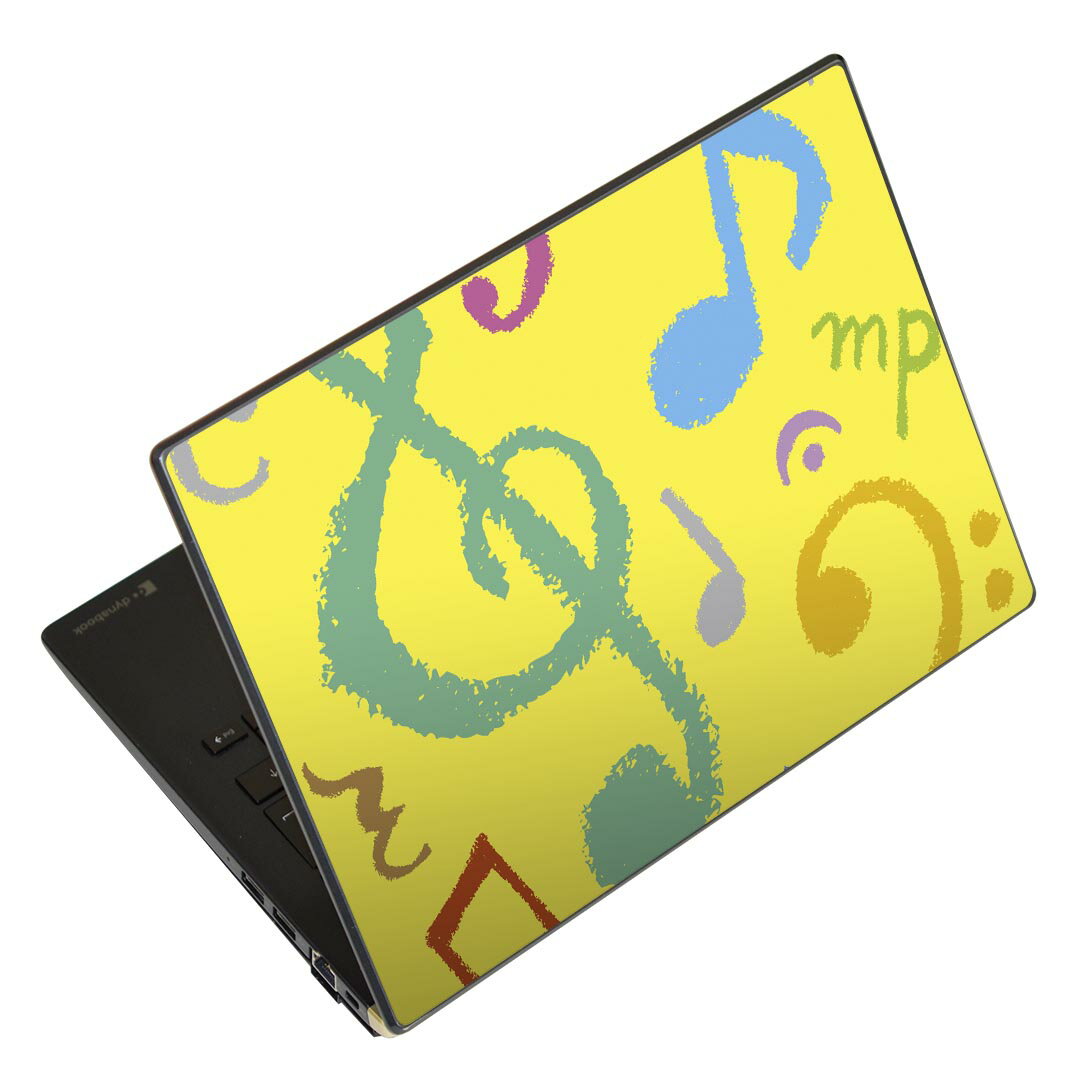 ノートパソコン スキンシール 13.3インチまで対応 汎用ステッカー 2枚セット LAVIE用 FMV用 LIFEBOOK用 Dynabook用 Lenovo用 Thinkbook用 IdeaPad用 HP用 Pavillon用 ENVY用 Elite用 Dell用 Vostro用 Inspiron用 VAIO用 004683 音楽　イラスト　カラフル