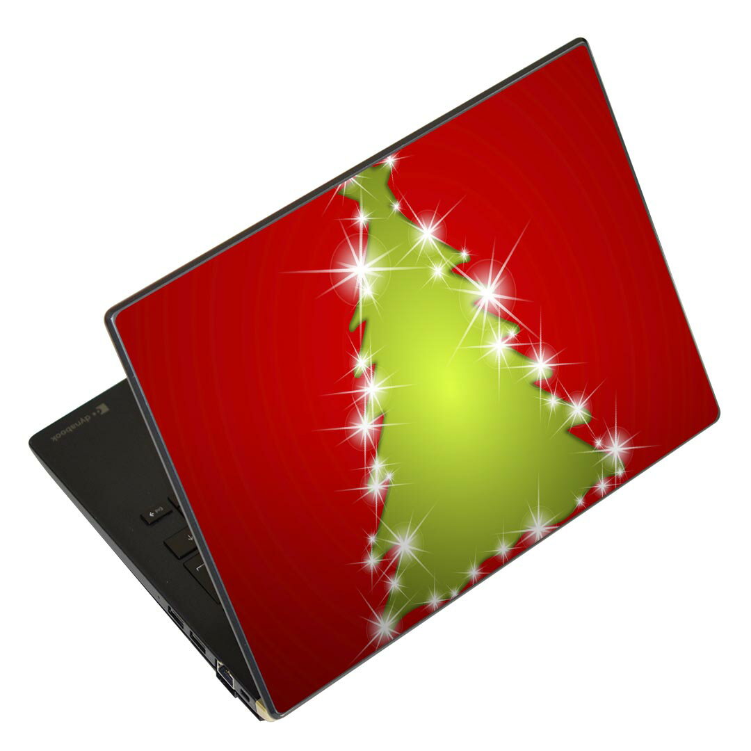 ノートパソコン スキンシール 17インチまで対応 汎用ステッカー 2枚セット LAVIE用 FMV用 LIFEBOOK用 Dynabook用 Lenovo用 Thinkbook用 IdeaPad用 HP用 Pavillon用 ENVY用 Elite用 Dell用 Vostro用 Inspiron用 VAIO用 004917 冬 クリスマス ツリー