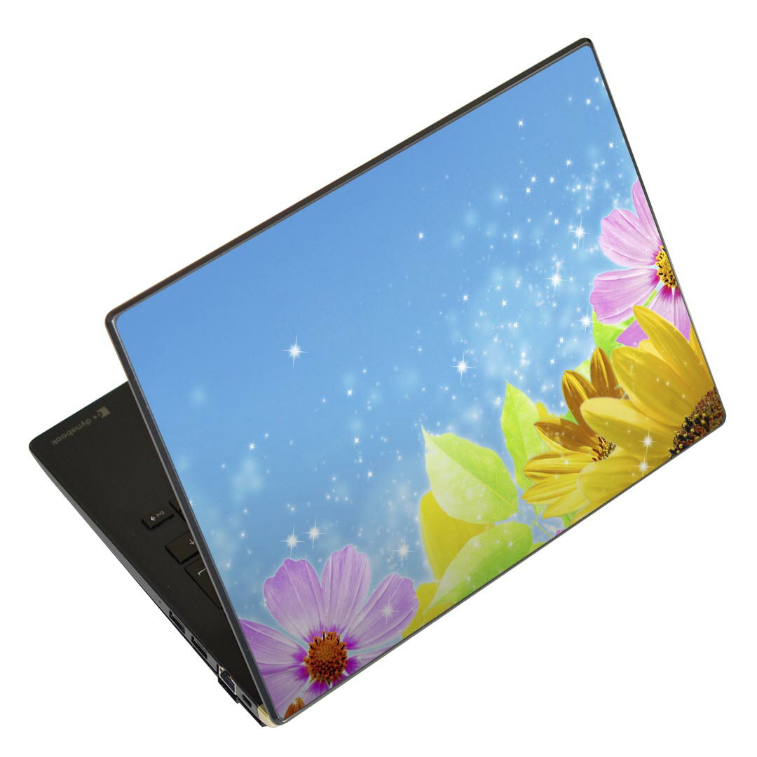 ノートパソコン スキンシール 13.3インチまで対応 汎用ステッカー 2枚セット LAVIE用 FMV用 LIFEBOOK用 Dynabook用 Lenovo用 Thinkbook用 IdeaPad用 HP用 Pavillon用 ENVY用 Elite用 Dell用 Vostro用 Inspiron用 VAIO用 004954 花 コスモス ひまわり