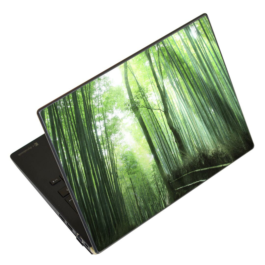 ノートパソコン スキンシール 13.3インチまで対応 汎用ステッカー 2枚セット LAVIE用 FMV用 LIFEBOOK用 Dynabook用 Lenovo用 Thinkbook用 IdeaPad用 HP用 Pavillon用 ENVY用 Elite用 Dell用 Vostro用 Inspiron用 VAIO用 004996 景色　竹林　写真