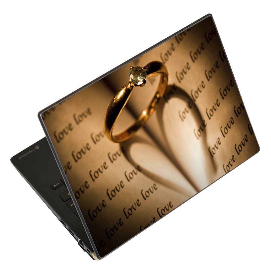 ノートパソコン スキンシール 17インチまで対応 汎用ステッカー 2枚セット LAVIE用 FMV用 LIFEBOOK用 Dynabook用 Lenovo用 Thinkbook用 IdeaPad用 HP用 Pavillon用 ENVY用 Elite用 Dell用 Vostro用 Inspiron用 VAIO用 005200 指輪　LOVE　結婚