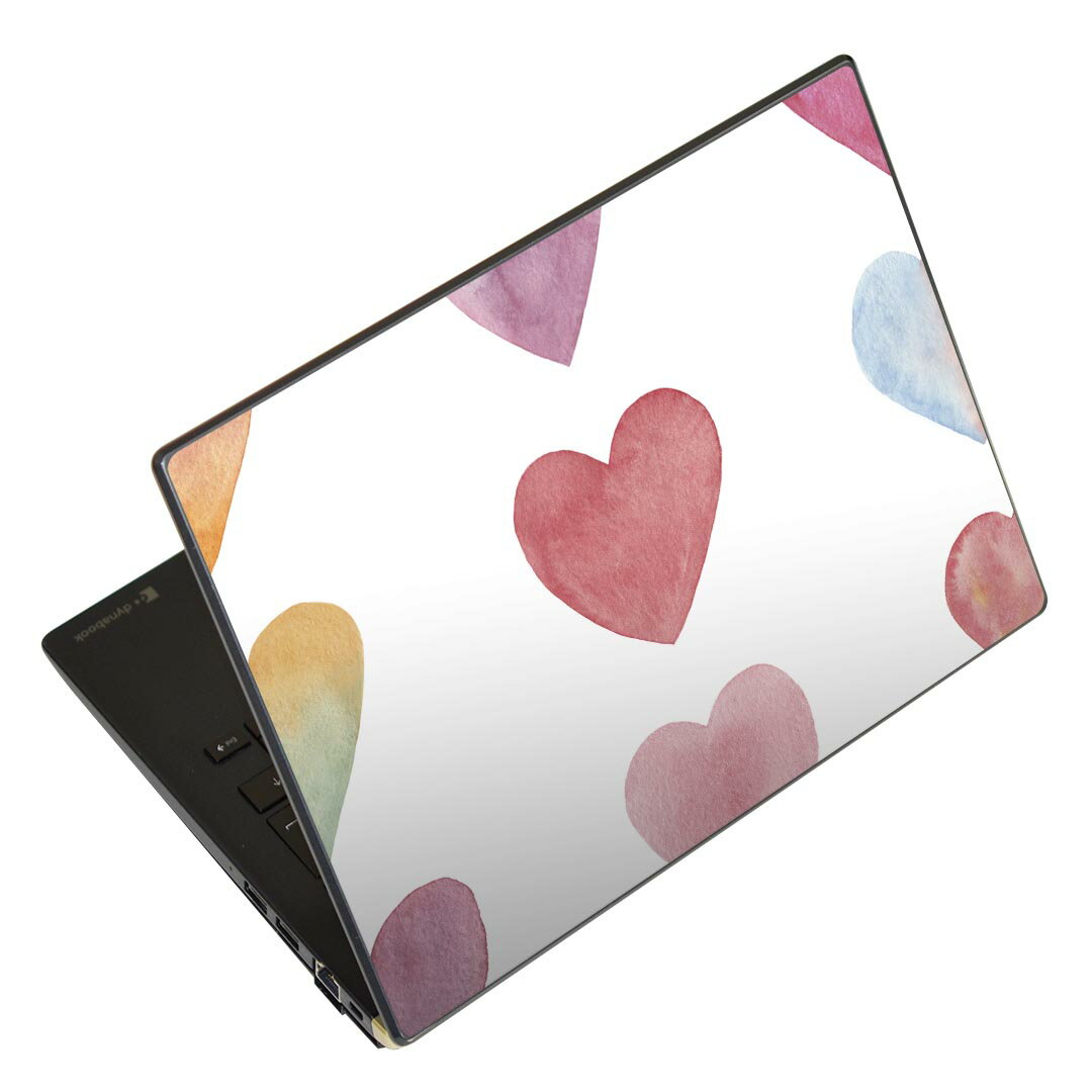 ノートパソコン スキンシール 17インチまで対応 汎用ステッカー 2枚セット LAVIE用 FMV用 LIFEBOOK用 Dynabook用 Lenovo用 Thinkbook用 IdeaPad用 HP用 Pavillon用 ENVY用 Elite用 Dell用 Vostro用 Inspiron用 VAIO用 005266 ハート 色彩 シンプル