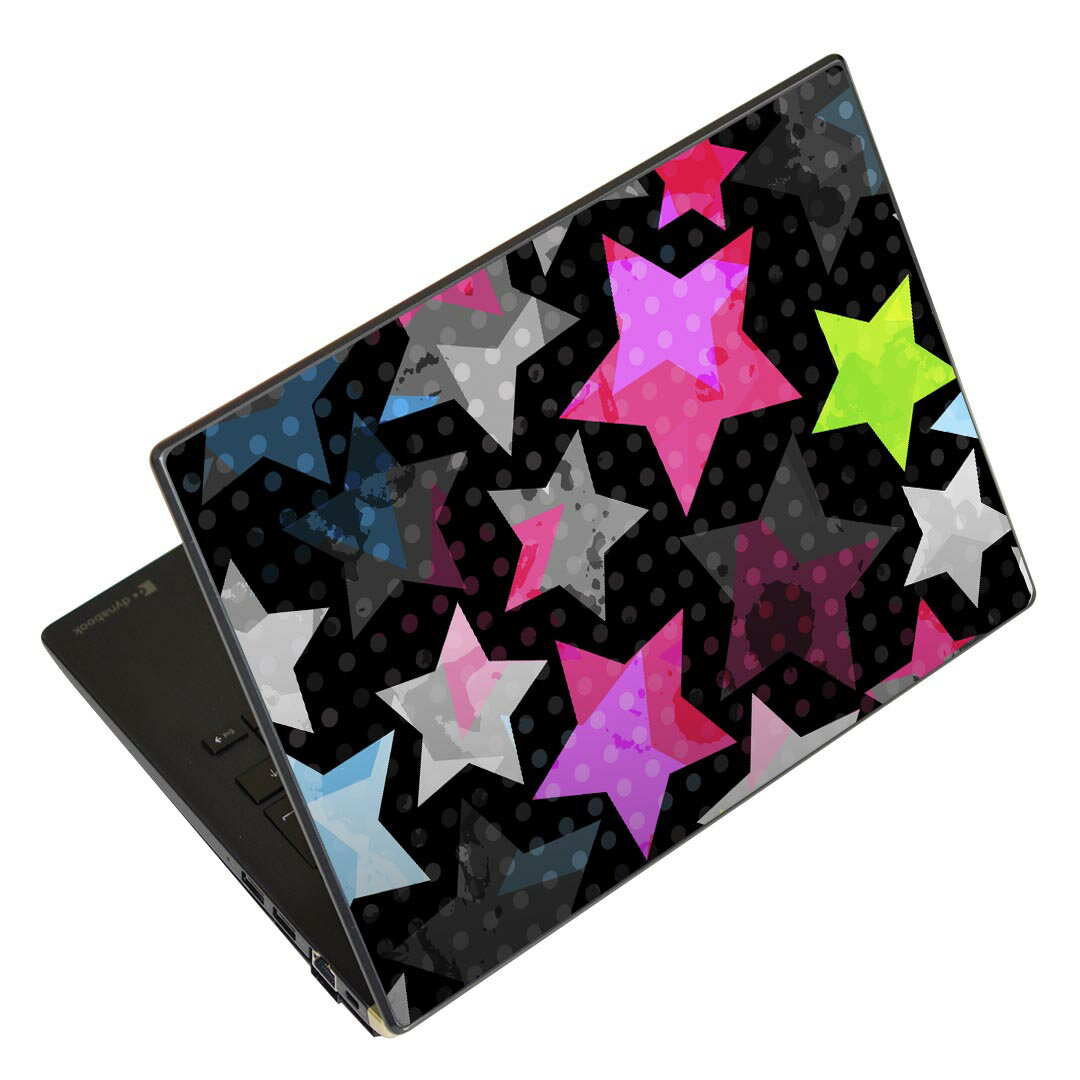 ノートパソコン スキンシール 13.3インチまで対応 汎用ステッカー 2枚セット LAVIE用 FMV用 LIFEBOOK用 Dynabook用 Lenovo用 Thinkbook用 IdeaPad用 HP用 Pavillon用 ENVY用 Elite用 Dell用 Vostro用 Inspiron用 VAIO用 005678 星　模様　カラフル