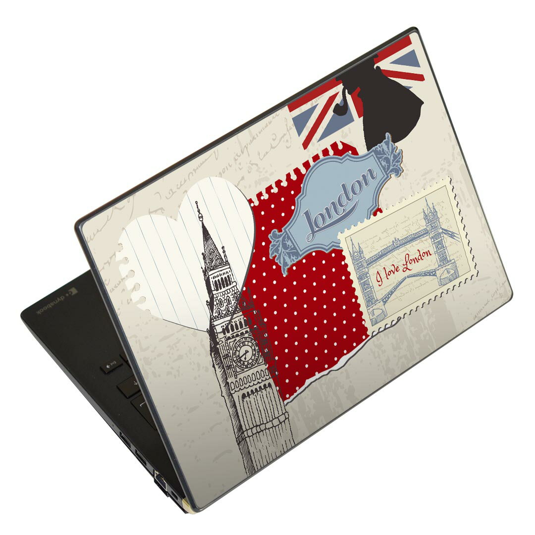 ノートパソコン スキンシール 13.3インチまで対応 汎用ステッカー 2枚セット LAVIE用 FMV用 LIFEBOOK用 Dynabook用 Lenovo用 Thinkbook用 IdeaPad用 HP用 Pavillon用 ENVY用 Elite用 Dell用 Vostro用 Inspiron用 VAIO用 005915 国旗　イラスト　建物