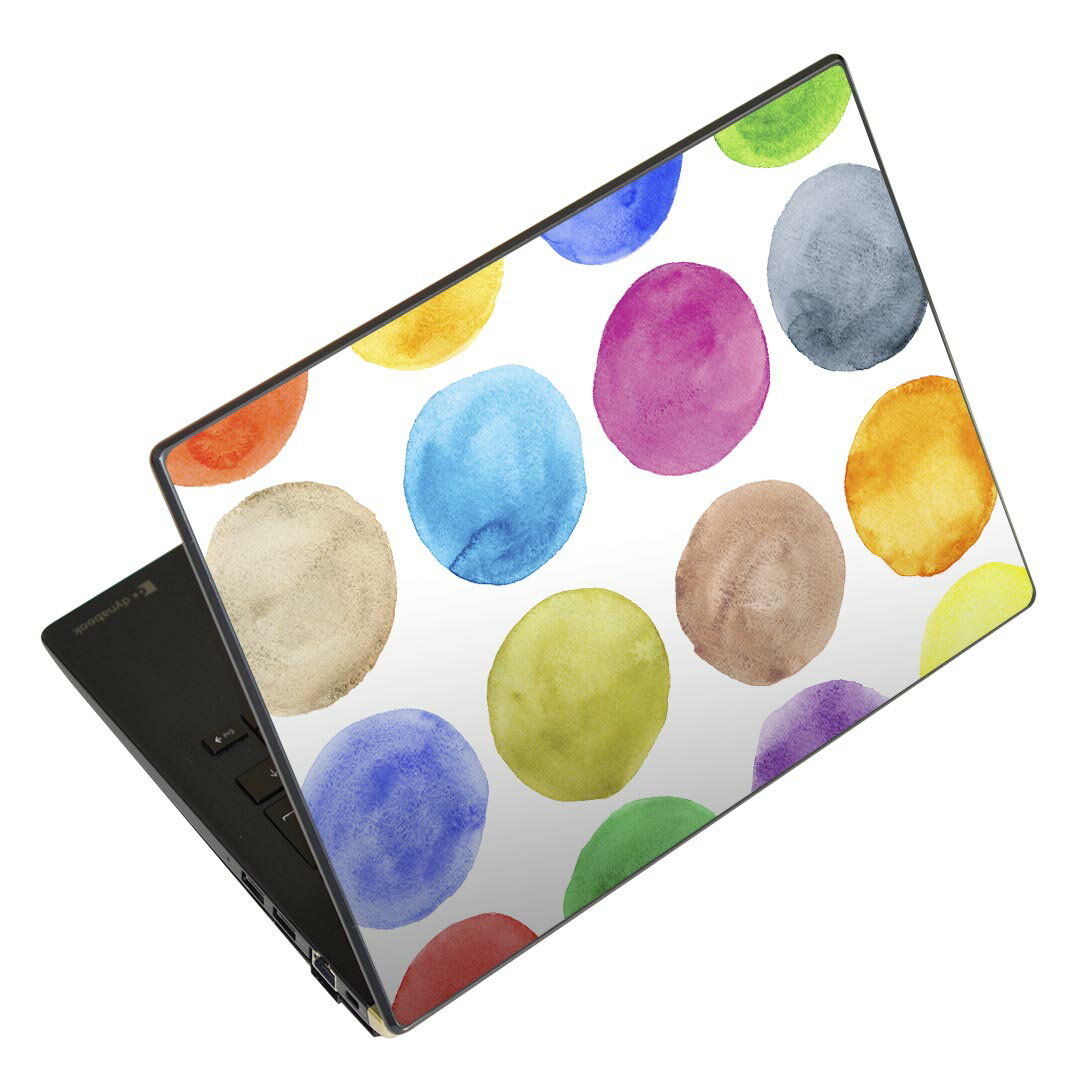ノートパソコン スキンシール 17インチまで対応 汎用ステッカー 2枚セット LAVIE用 FMV用 LIFEBOOK用 Dynabook用 Lenovo用 Thinkbook用 IdeaPad用 HP用 Pavillon用 ENVY用 Elite用 Dell用 Vostro用 Inspiron用 VAIO用 005940 カラフル　水彩