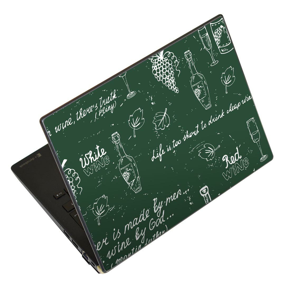 ノートパソコン スキンシール 17インチまで対応 汎用ステッカー 2枚セット LAVIE用 FMV用 LIFEBOOK用 Dynabook用 Lenovo用 Thinkbook用 IdeaPad用 HP用 Pavillon用 ENVY用 Elite用 Dell用 Vostro用 Inspiron用 VAIO用 006296 ワイン ぶどう イラスト