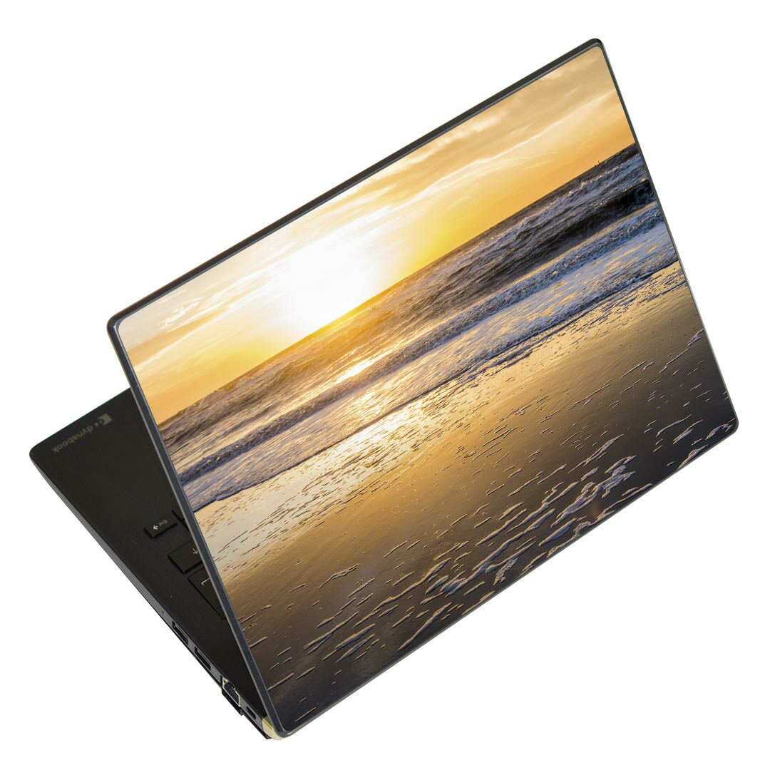 ノートパソコン スキンシール 17インチまで対応 汎用ステッカー 2枚セット LAVIE用 FMV用 LIFEBOOK用 Dynabook用 Lenovo用 Thinkbook用 IdeaPad用 HP用 Pavillon用 ENVY用 Elite用 Dell用 Vostro用 Inspiron用 VAIO用 006548 写真 海 夕日