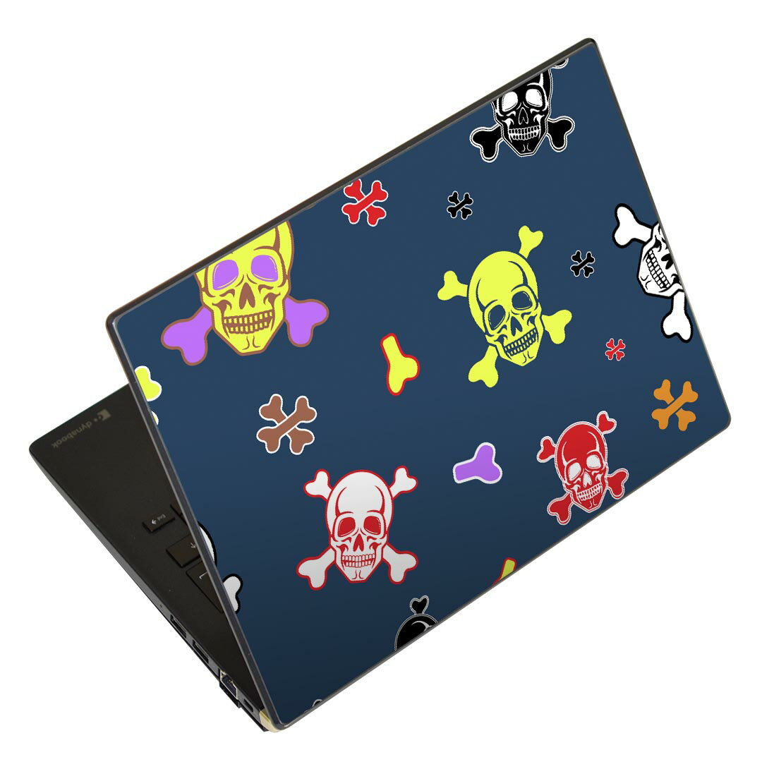 ノートパソコン スキンシール 17インチまで対応 汎用ステッカー 2枚セット LAVIE用 FMV用 LIFEBOOK用 Dynabook用 Lenovo用 Thinkbook用 IdeaPad用 HP用 Pavillon用 ENVY用 Elite用 Dell用 Vostro用 Inspiron用 VAIO用 006571 ドクロ　骸骨　模様