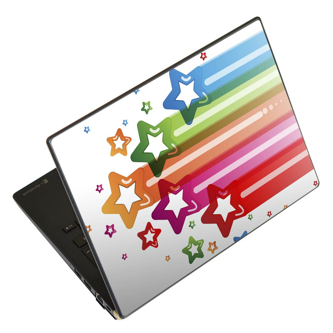 ノートパソコン スキンシール 17インチまで対応 汎用ステッカー 2枚セット LAVIE用 FMV用 LIFEBOOK用 Dynabook用 Lenovo用 Thinkbook用 IdeaPad用 HP用 Pavillon用 ENVY用 Elite用 Dell用 Vostro用 Inspiron用 VAIO用 006577 カラフル　星