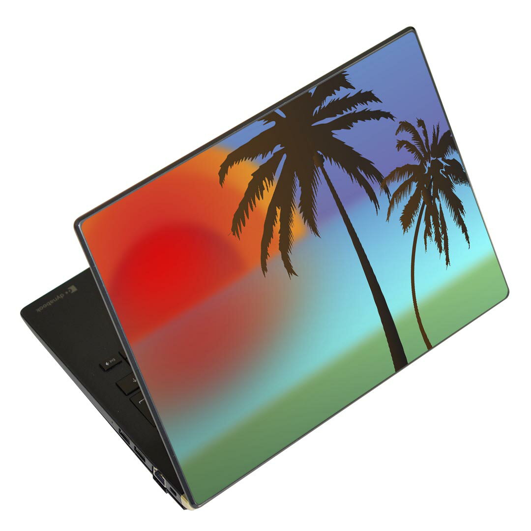 ノートパソコン スキンシール 17インチまで対応 汎用ステッカー 2枚セット LAVIE用 FMV用 LIFEBOOK用 Dynabook用 Lenovo用 Thinkbook用 IdeaPad用 HP用 Pavillon用 ENVY用 Elite用 Dell用 Vostro用 Inspiron用 VAIO用 007366 海　夕日　空　植物