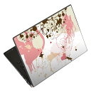 ノートパソコン スキンシール 17インチまで対応 汎用ステッカー 2枚セット LAVIE用 FMV用 LIFEBOOK用 Dynabook用 Lenovo用 Thinkbook用 IdeaPad用 HP用 Pavillon用 ENVY用 Elite用 Dell用 Vostro用 Inspiron用 VAIO用 007588 ハート ピンク ブラウン トンボ(2)