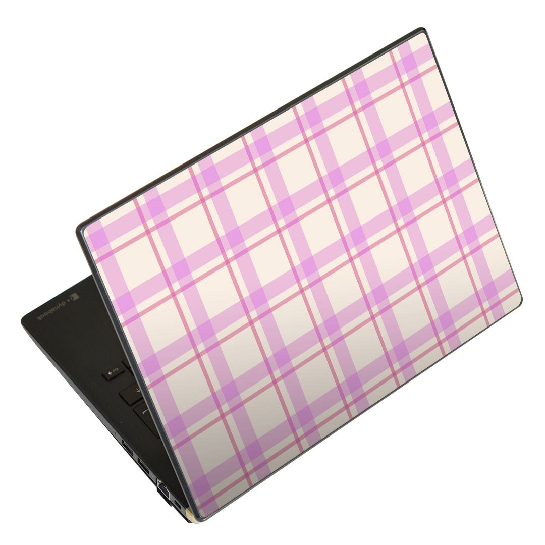 ノートパソコン スキンシール 13.3インチまで対応 汎用ステッカー 2枚セット LAVIE用 FMV用 LIFEBOOK用 Dynabook用 Lenovo用 Thinkbook用 IdeaPad用 HP用 Pavillon用 ENVY用 Elite用 Dell用 Vostro用 Inspiron用 VAIO用 007642 ピンク　チェック　模様