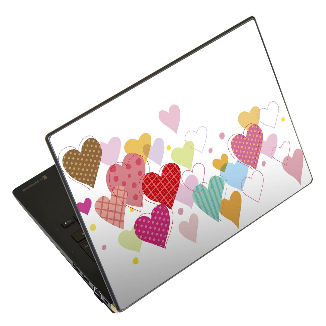 ノートパソコン スキンシール 17インチまで対応 汎用ステッカー 2枚セット LAVIE用 FMV用 LIFEBOOK用 Dynabook用 Lenovo用 Thinkbook用 IdeaPad用 HP用 Pavillon用 ENVY用 Elite用 Dell用 Vostro用 Inspiron用 VAIO用 007796 ハート ピンク 水玉 チェック