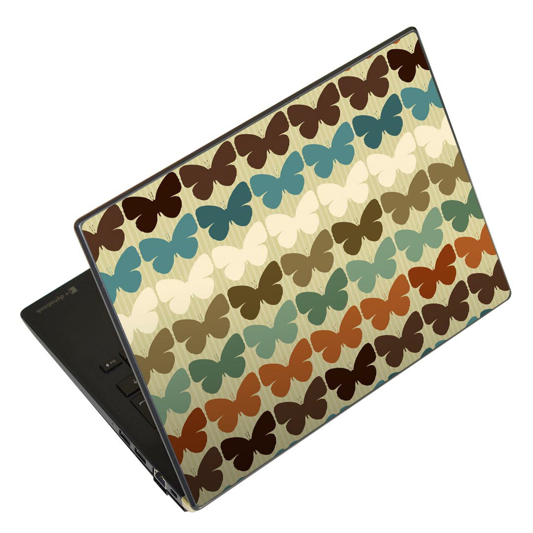 ノートパソコン スキンシール 13.3インチまで対応 汎用ステッカー 2枚セット LAVIE用 FMV用 LIFEBOOK用 Dynabook用 Lenovo用 Thinkbook用 IdeaPad用 HP用 Pavillon用 ENVY用 Elite用 Dell用 Vostro用 Inspiron用 VAIO用 007826 カラフル　蝶　模様