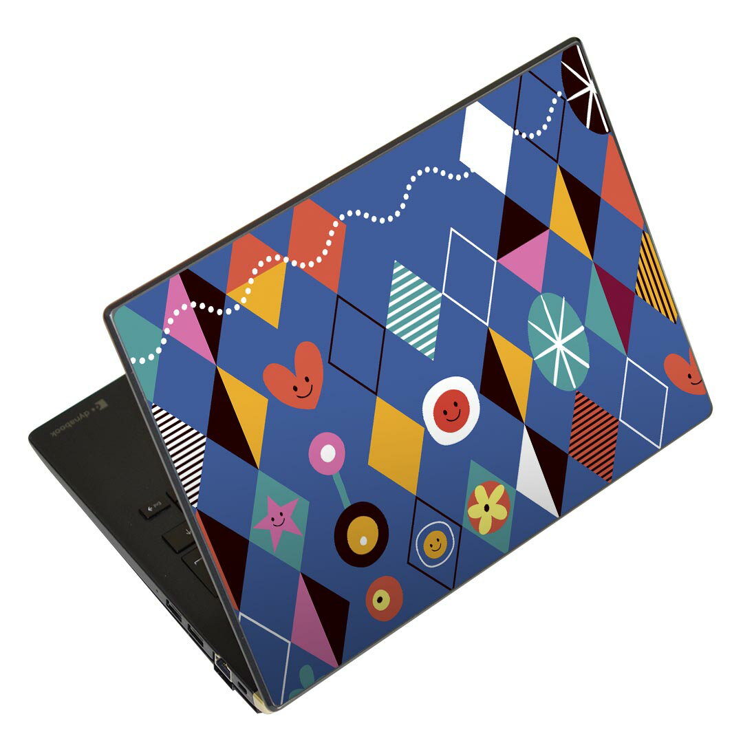 ノートパソコン スキンシール 13.3インチまで対応 汎用ステッカー 2枚セット LAVIE用 FMV用 LIFEBOOK用 Dynabook用 Lenovo用 Thinkbook用 IdeaPad用 HP用 Pavillon用 ENVY用 Elite用 Dell用 Vostro用 Inspiron用 VAIO用 008077 ハート　イラスト　青　ブルー