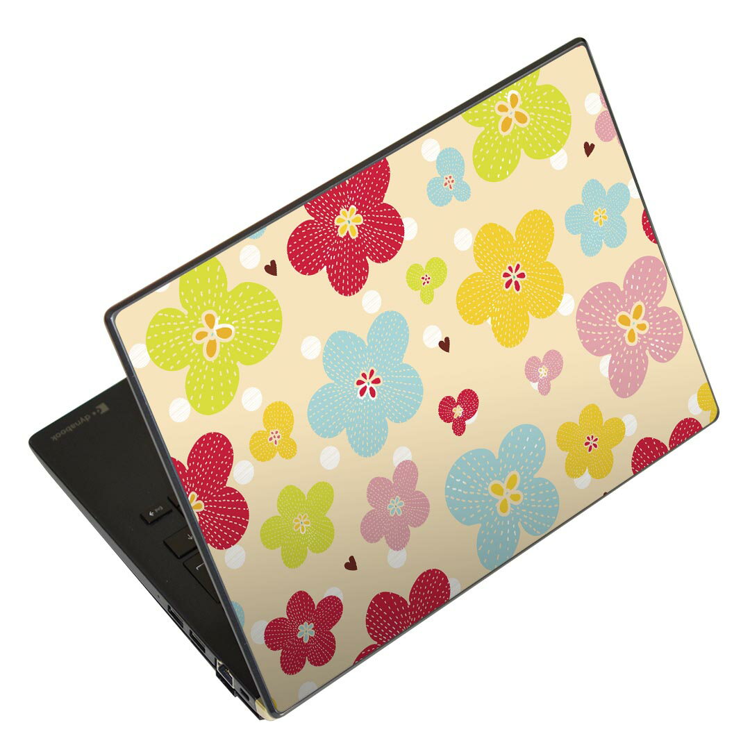 ノートパソコン スキンシール 17インチまで対応 汎用ステッカー 2枚セット LAVIE用 FMV用 LIFEBOOK用 Dynabook用 Lenovo用 Thinkbook用 IdeaPad用 HP用 Pavillon用 ENVY用 Elite用 Dell用 Vostro用 Inspiron用 VAIO用 008151 花　　カラフル　模様