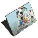 ノートパソコン スキンシール 17インチまで対応 汎用ステッカー 2枚セット LAVIE用 FMV用 LIFEBOOK用 Dynabook用 Lenovo用 Thinkbook用 IdeaPad用 HP用 Pavillon用 ENVY用 Elite用 Dell用 Vostro用 Inspiron用 VAIO用 008181 写真 カラフル ペンキ 犬 インク(2)