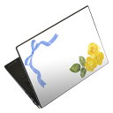 ノートパソコン スキンシール 17インチまで対応 汎用ステッカー 2枚セット LAVIE用 FMV用 LIFEBOOK用 Dynabook用 Lenovo用 Thinkbook用 IdeaPad用 HP用 Pavillon用 ENVY用 Elite用 Dell用 Vostro用 Inspiron用 VAIO用 008198 花 イエロー 黄色 水彩 リボン(2)
