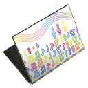 ノートパソコン スキンシール 17インチまで対応 汎用ステッカー 2枚セット LAVIE用 FMV用 LIFEBOOK用 Dynabook用 Lenovo用 Thinkbook用 IdeaPad用 HP用 Pavillon用 ENVY用 Elite用 Dell用 Vostro用 Inspiron用 VAIO用 008257 音符 楽譜 ピアノ レインボー カラフル