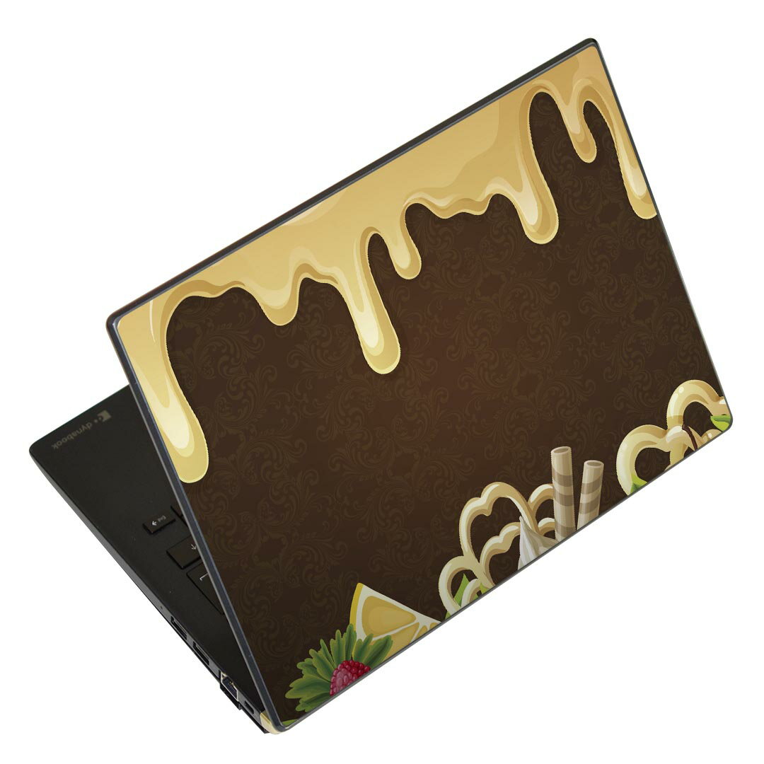 ノートパソコン スキンシール 13.3インチまで対応 汎用ステッカー 2枚セット LAVIE用 FMV用 LIFEBOOK用 Dynabook用 Lenovo用 Thinkbook用 IdeaPad用 HP用 Pavillon用 ENVY用 Elite用 Dell用 Vostro用 Inspiron用 VAIO用 008322 イラスト　お菓子　スイーツ　ハート