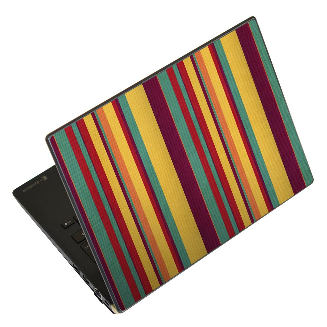 ノートパソコン スキンシール 17インチまで対応 汎用ステッカー 2枚セット LAVIE用 FMV用 LIFEBOOK用 Dynabook用 Lenovo用 Thinkbook用 IdeaPad用 HP用 Pavillon用 ENVY用 Elite用 Dell用 Vostro用 Inspiron用 VAIO用 008447 ストライプ カラフル 模様