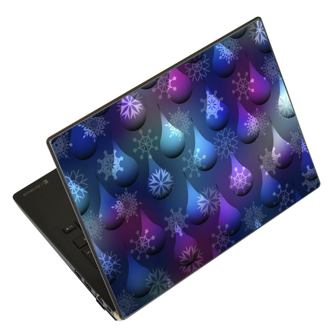 ノートパソコン スキンシール 13.3インチまで対応 汎用ステッカー 2枚セット LAVIE用 FMV用 LIFEBOOK用 Dynabook用 Lenovo用 Thinkbook用 IdeaPad用 HP用 Pavillon用 ENVY用 Elite用 Dell用 Vostro用 Inspiron用 VAIO用 008748 雪 結晶 雫 しずく ブルー 青