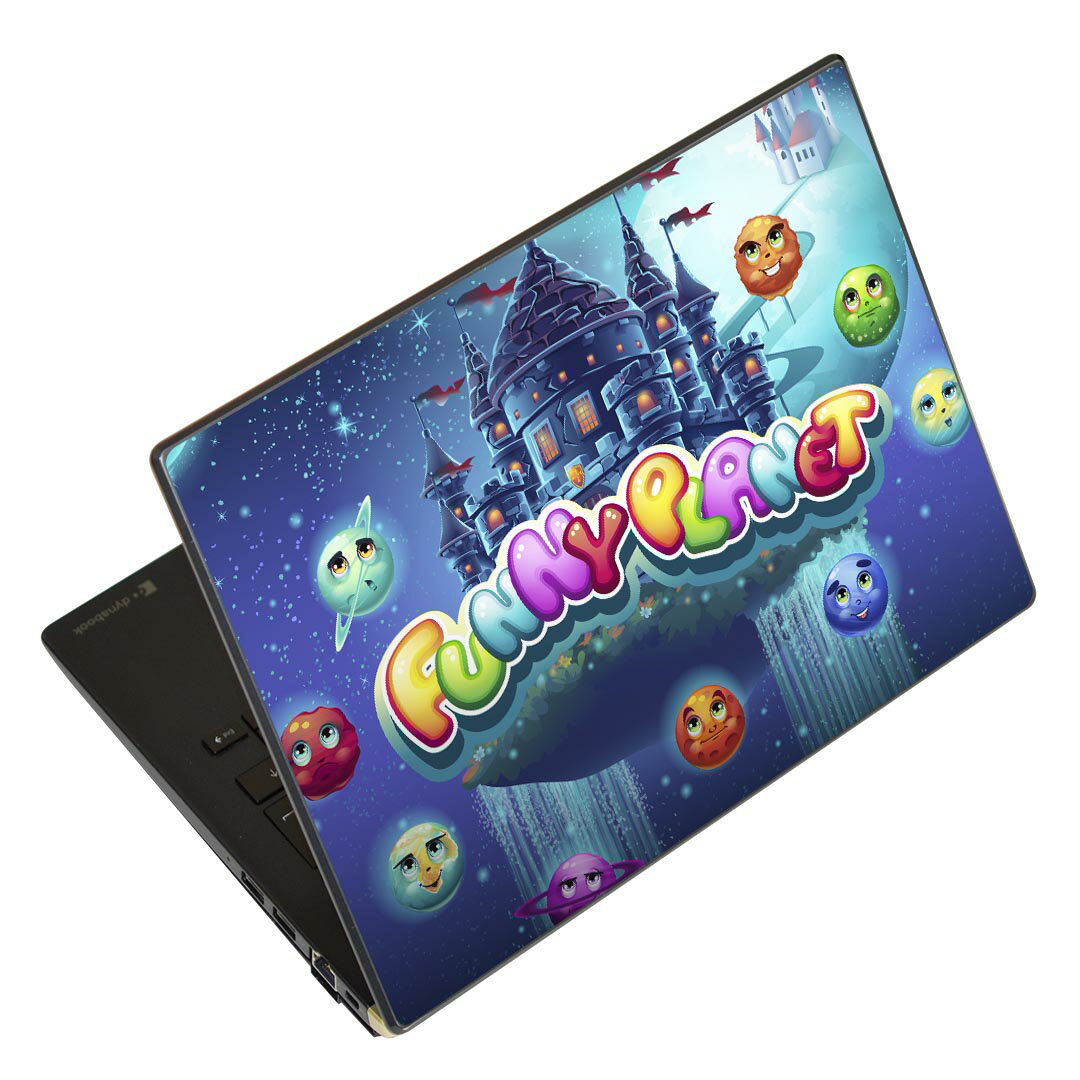 ノートパソコン スキンシール 17インチまで対応 汎用ステッカー 2枚セット LAVIE用 FMV用 LIFEBOOK用 Dynabook用 Lenovo用 Thinkbook用 IdeaPad用 HP用 Pavillon用 ENVY用 Elite用 Dell用 Vostro用 Inspiron用 VAIO用 008829 イラスト　夜空　キャラクター　城