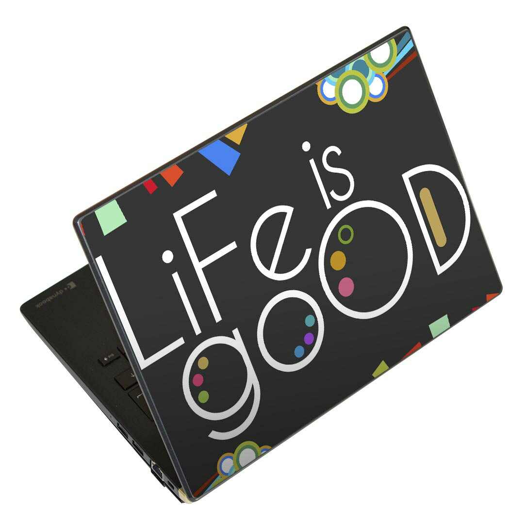 ノートパソコン スキンシール 17インチまで対応 汎用ステッカー 2枚セット LAVIE用 FMV用 LIFEBOOK用 Dynabook用 Lenovo用 Thinkbook用 IdeaPad用 HP用 Pavillon用 ENVY用 Elite用 Dell用 Vostro用 Inspiron用 VAIO用 008927 カラフル　黒　ブラック