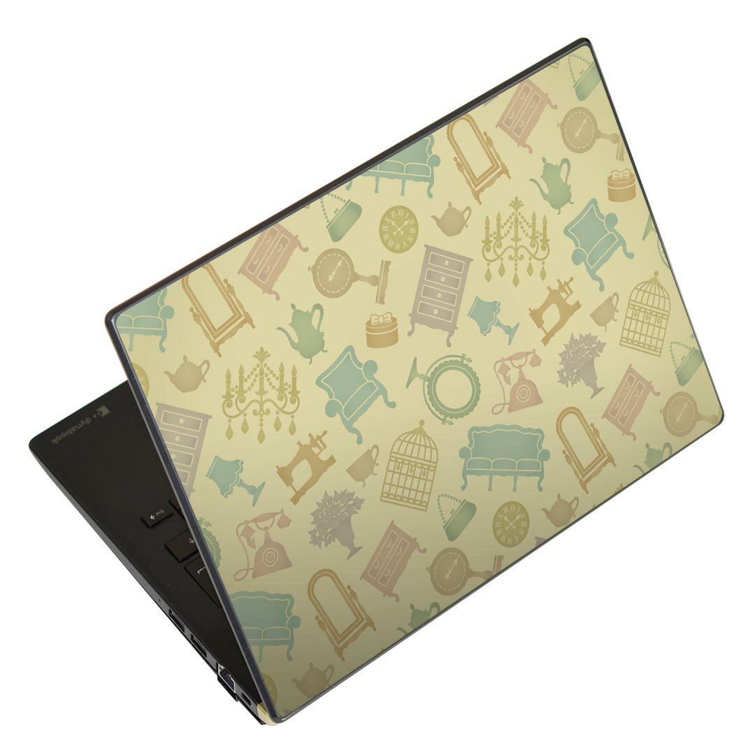 ノートパソコン スキンシール 17インチまで対応 汎用ステッカー 2枚セット LAVIE用 FMV用 LIFEBOOK用 Dynabook用 Lenovo用 Thinkbook用 IdeaPad用 HP用 Pavillon用 ENVY用 Elite用 Dell用 Vostro用 Inspiron用 VAIO用 009270 アンティーク パステル カラフル