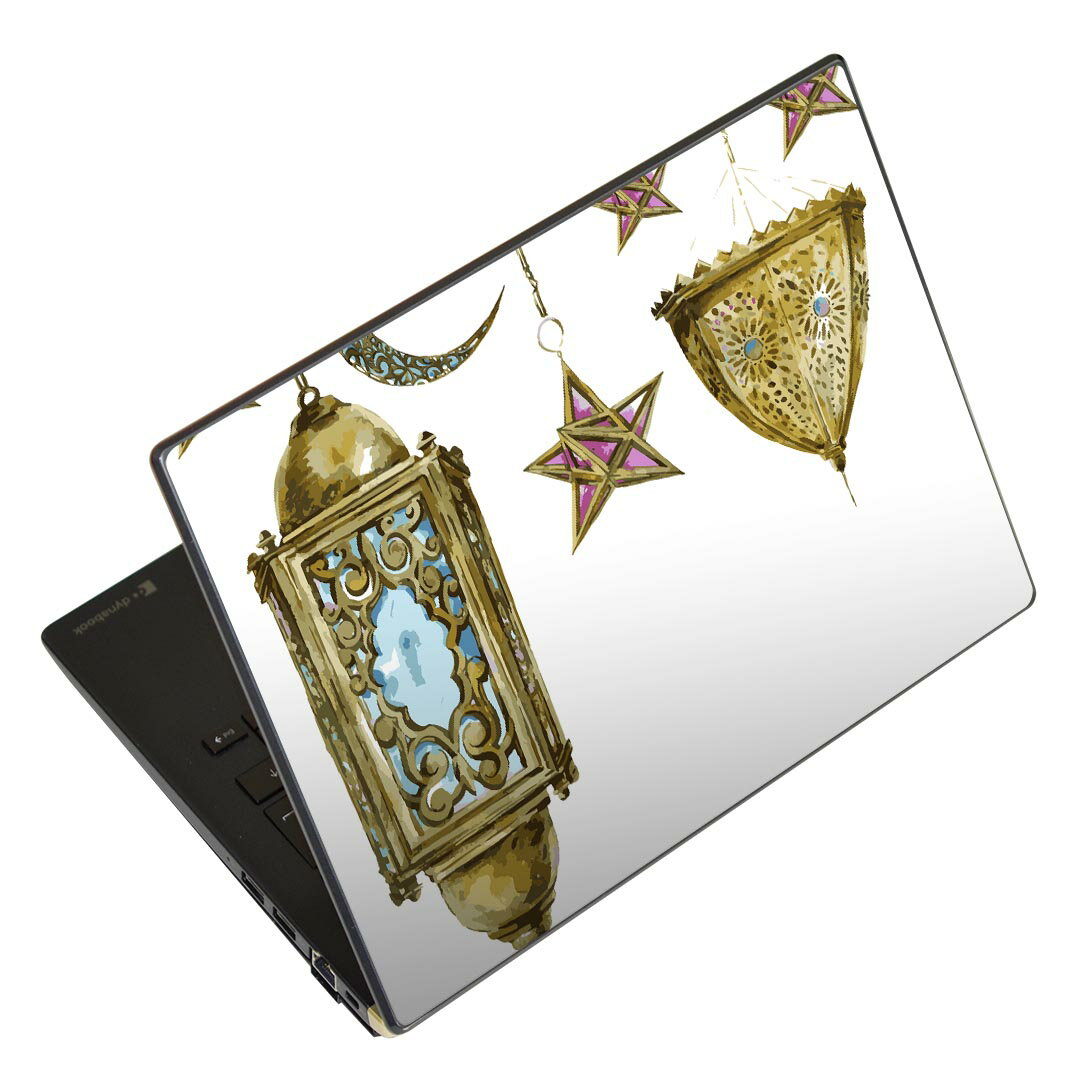 ノートパソコン スキンシール 17インチまで対応 汎用ステッカー 2枚セット LAVIE用 FMV用 LIFEBOOK用 Dynabook用 Lenovo用 Thinkbook用 IdeaPad用 HP用 Pavillon用 ENVY用 Elite用 Dell用 Vostro用 Inspiron用 VAIO用 009705 アンティーク 星 月